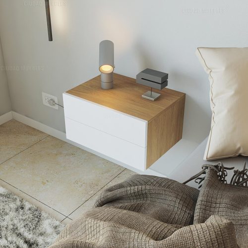 Mesa de luz flotante con dos cajones