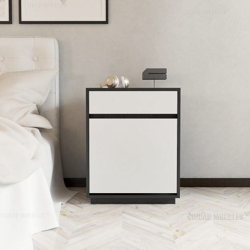 Mesa de luz con cajón y zapatero 4 pares