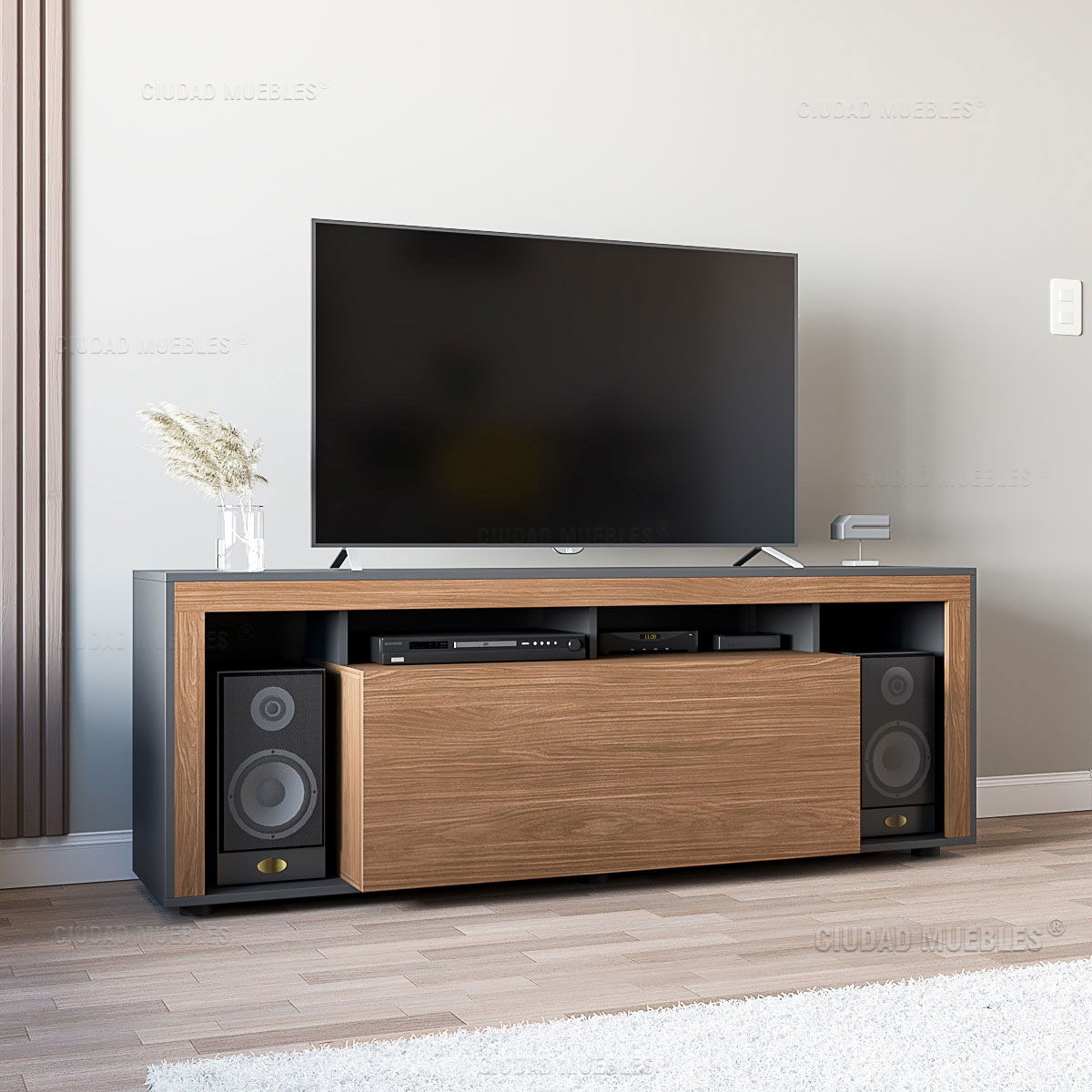 Mesa Mueble de Tv 160 cm Puerta Batiente - Imagen 6