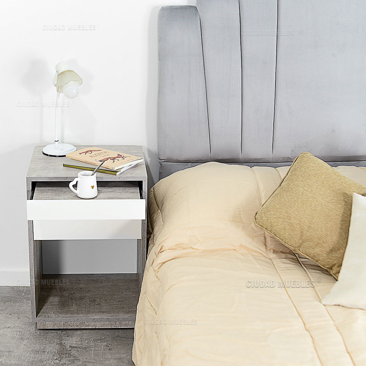 Respaldo Tapizado Terciopelo Gris 140 cm - Imagen 3