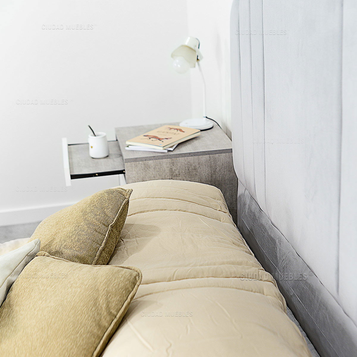 Respaldo Tapizado Terciopelo Gris 140 cm - Imagen 5