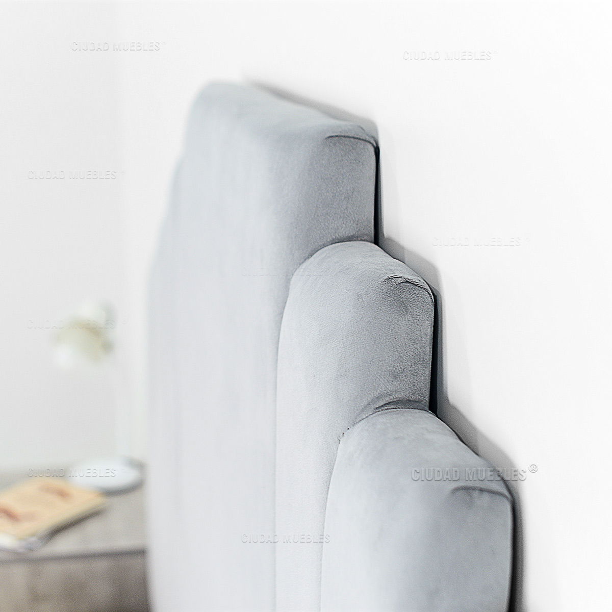 Respaldo Tapizado Terciopelo Gris 140 cm - Imagen 7