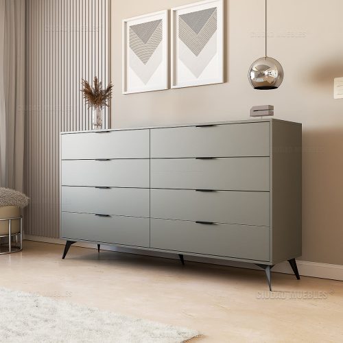 CÓMODA CON TIRADORES Y PATAS ALTAS