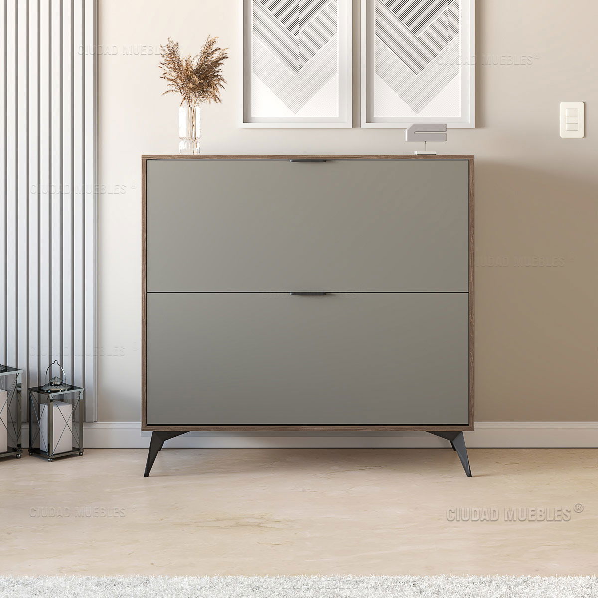 MUEBLE ZAPATERO BOTINERO DE 2 PUERTAS BATIENTES DE 110X103X33CM