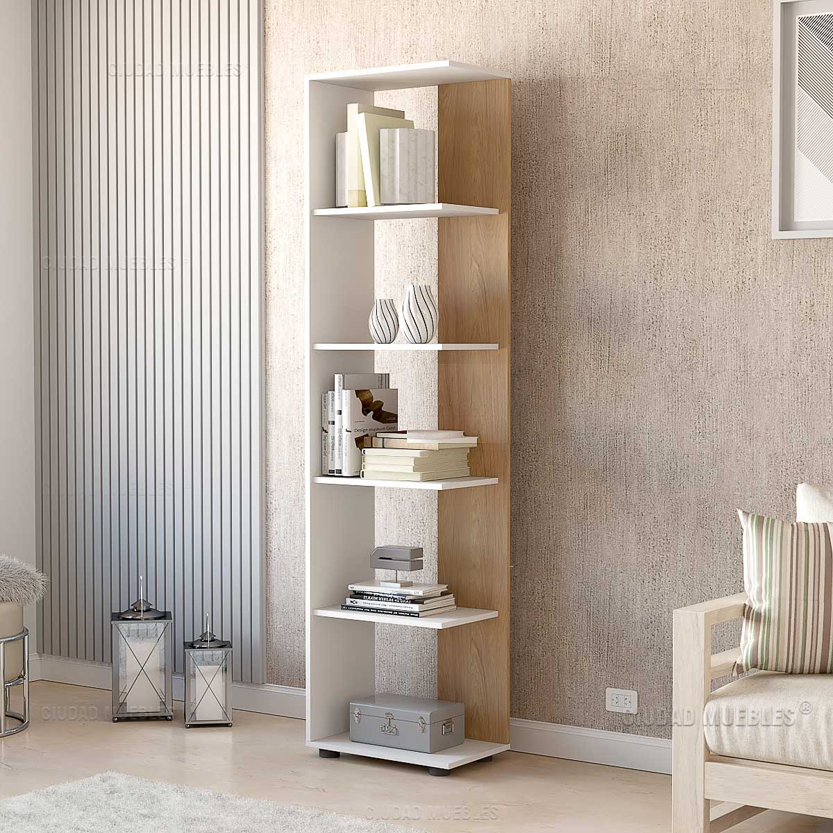 Biblioteca alta con 5 estantes