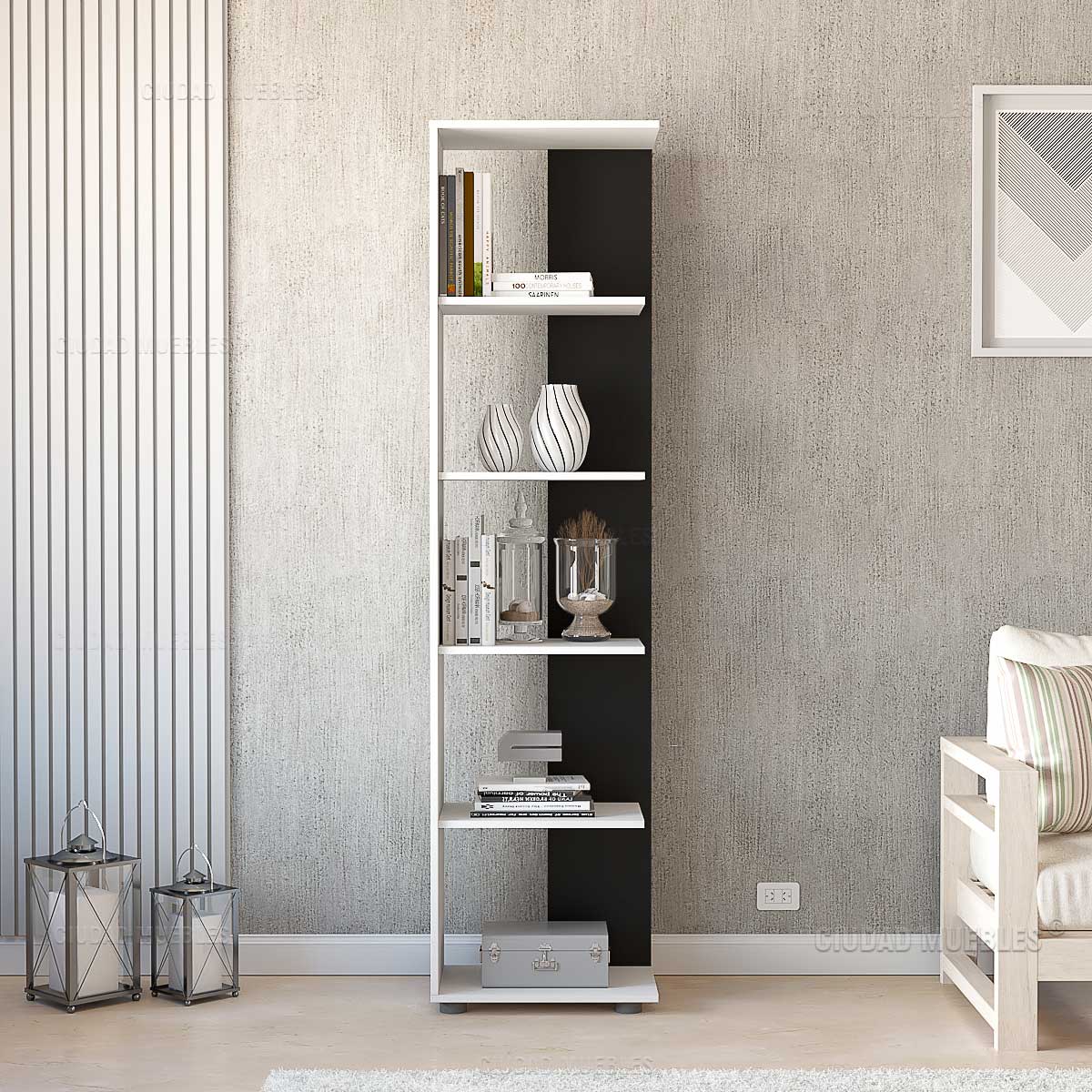 Biblioteca alta con 5 estantes