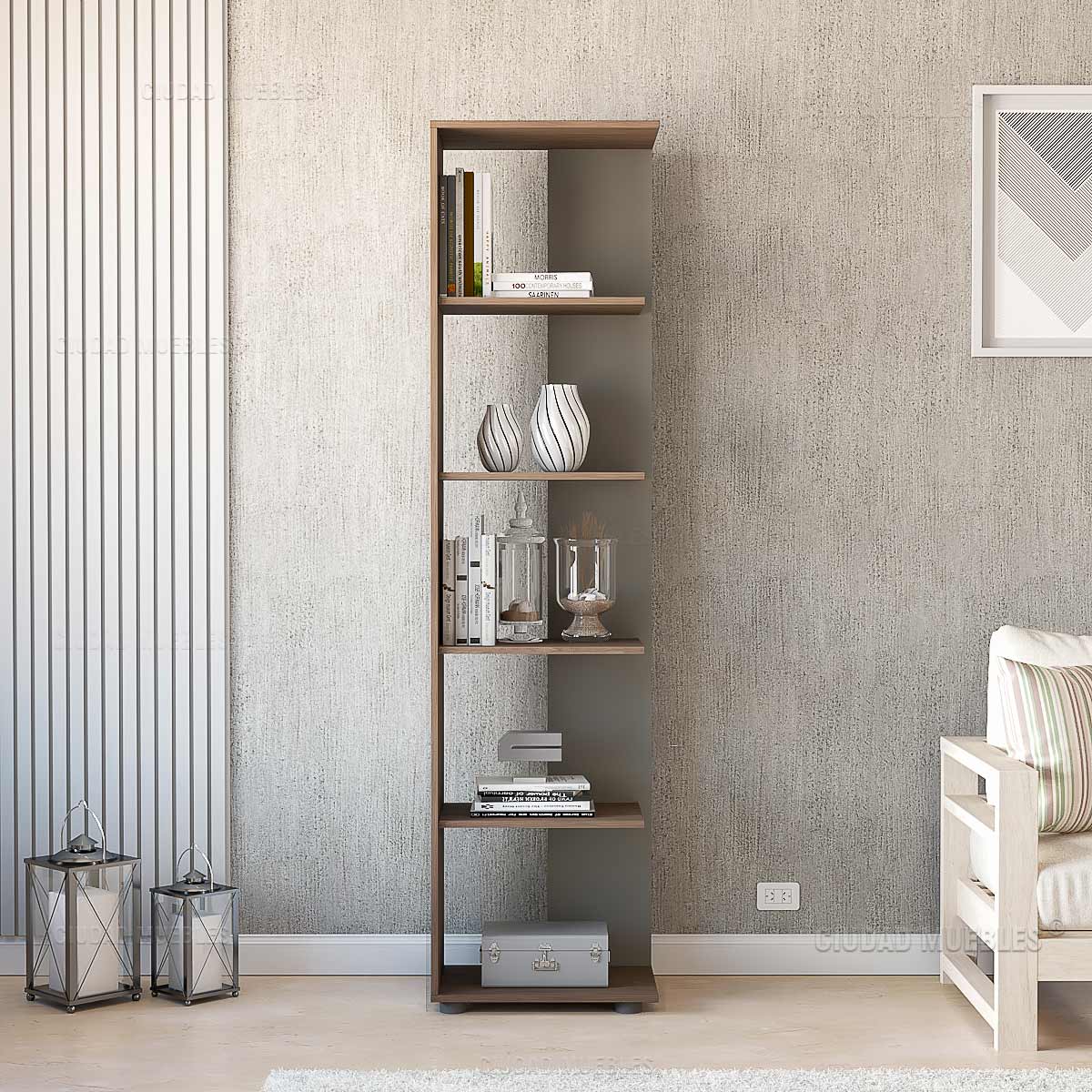 Biblioteca alta con 5 estantes