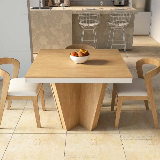 Mesa cuadrada estrella de comedor 4 personas de 100x100x78cm