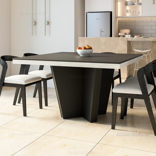 Mesa cuadrada estrella de comedor 6 personas de 130x130x78cm - Imagen 5