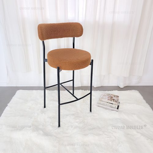 Banqueta Alta Desayunador Boucle Marrón Diseño Moderno