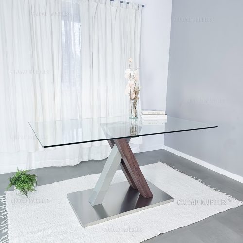 Mesa Rectangular De Vidrio Premium Con Pata Central 150 x 90 cm
