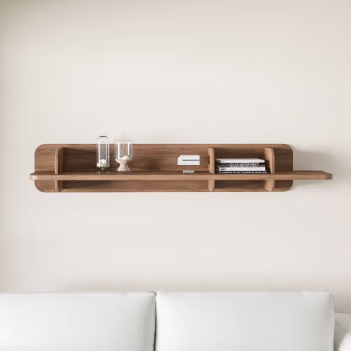 Repisa Lloyd Nogal 160 cm. Foto de frente.