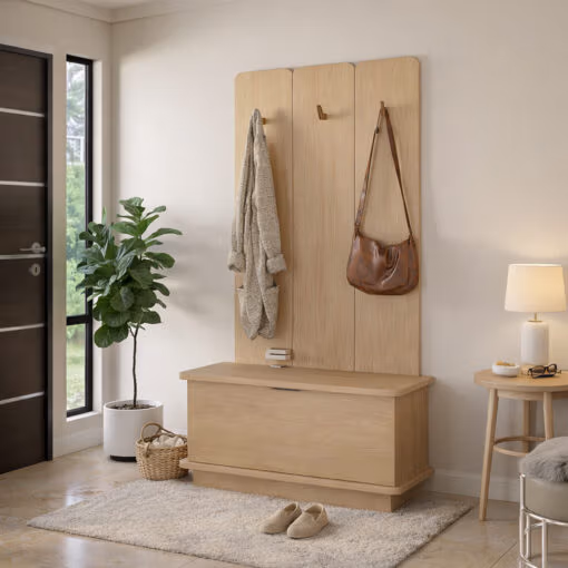 Imagen principal de Recibidor perchero con asiento 90cm en color natural